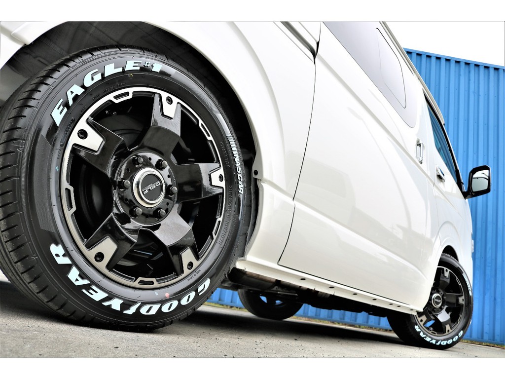 ＦＬＥＸホイールＤＥＬＦ０３、グッドイヤーナスカータイヤ、ＦＬＥＸオーバーフェンダー、２インチローダウン♪