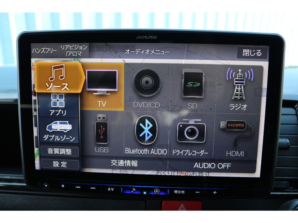 アルパインＢＩＧ－Ｘ、ドライブレコーダーセット、２．０ビルトインＥＴＣ、バックカメラ、ＰＶＭ全方位カメラ完備♪
