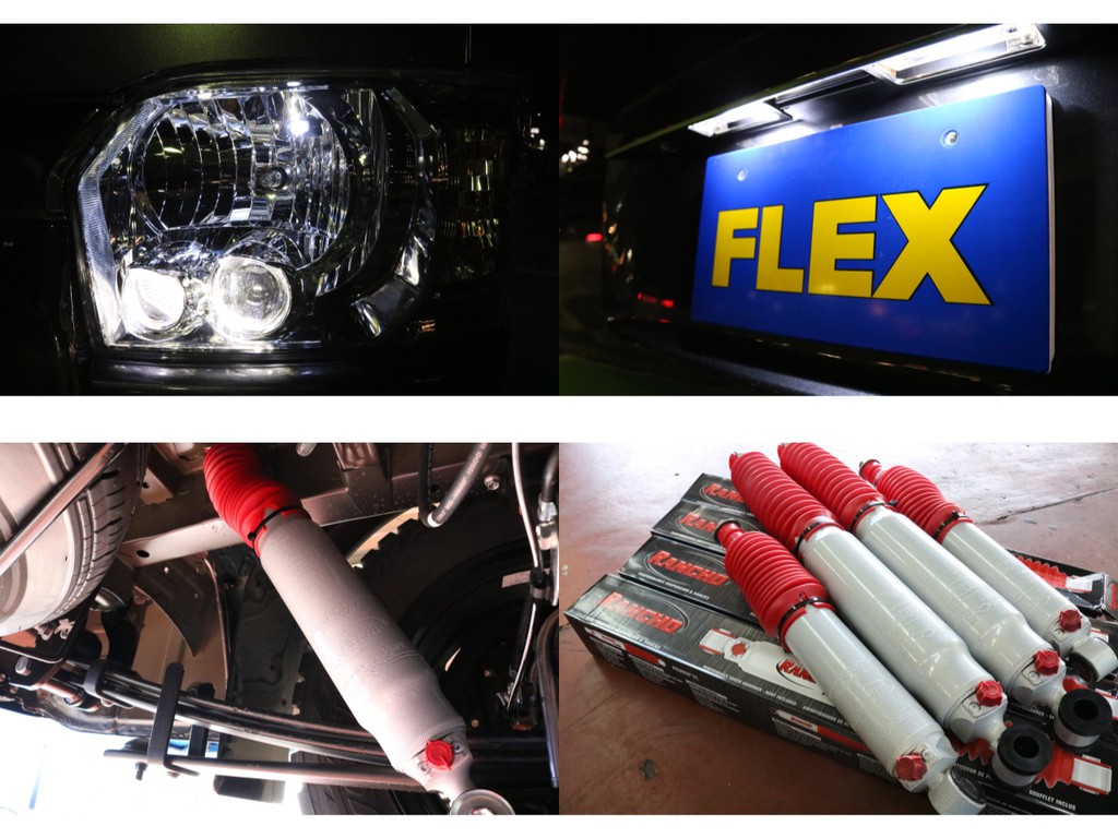 FLEXORIGINALLEDポジションランプ＋ナンバー灯細かい所もいつでも見れるように。こちらのショックのこの太さ！！！！乗ってみてください。