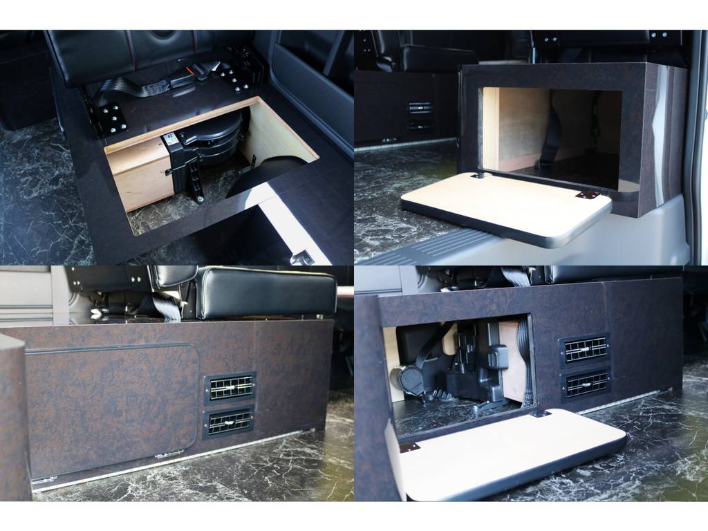 ３列目後向き座席家具！！シート下に収納があり、小物の収納にバッチリ♪