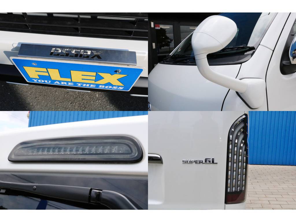ＥＳＳＥＸ　ナンバーステー・ガッツミラー同色塗装・コプラスハイマウントストップランプ・ＦＬＥＸオリジナル　煌きＬＥＤテールランプ！