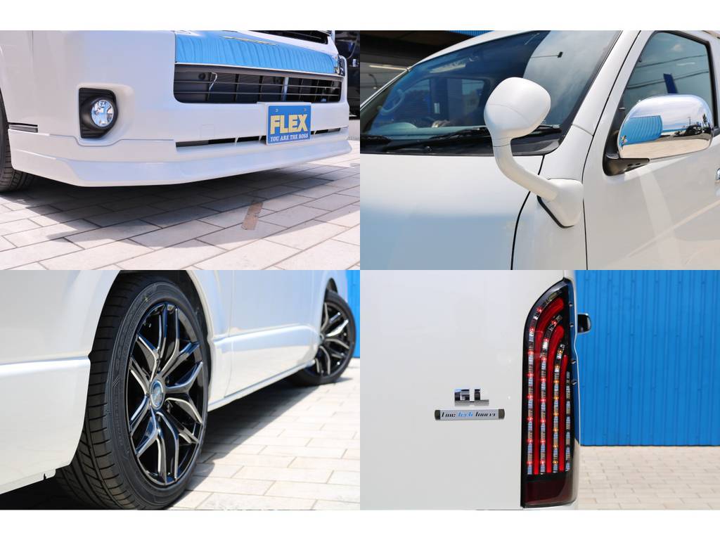 ＦＬＥＸオリジナル　フロントリップスポイラー・ＦＬＥＸオリジナル　Ｄｅｌｆ０１　１８インチアルミホイール＆ＧＯＯＤＹＥＡＲ　ＥＡＧＬＥ　ＬＳ　ＥＸＥタイヤ・ＦＬＥＸオリジナル　煌きＬＥＤテール！