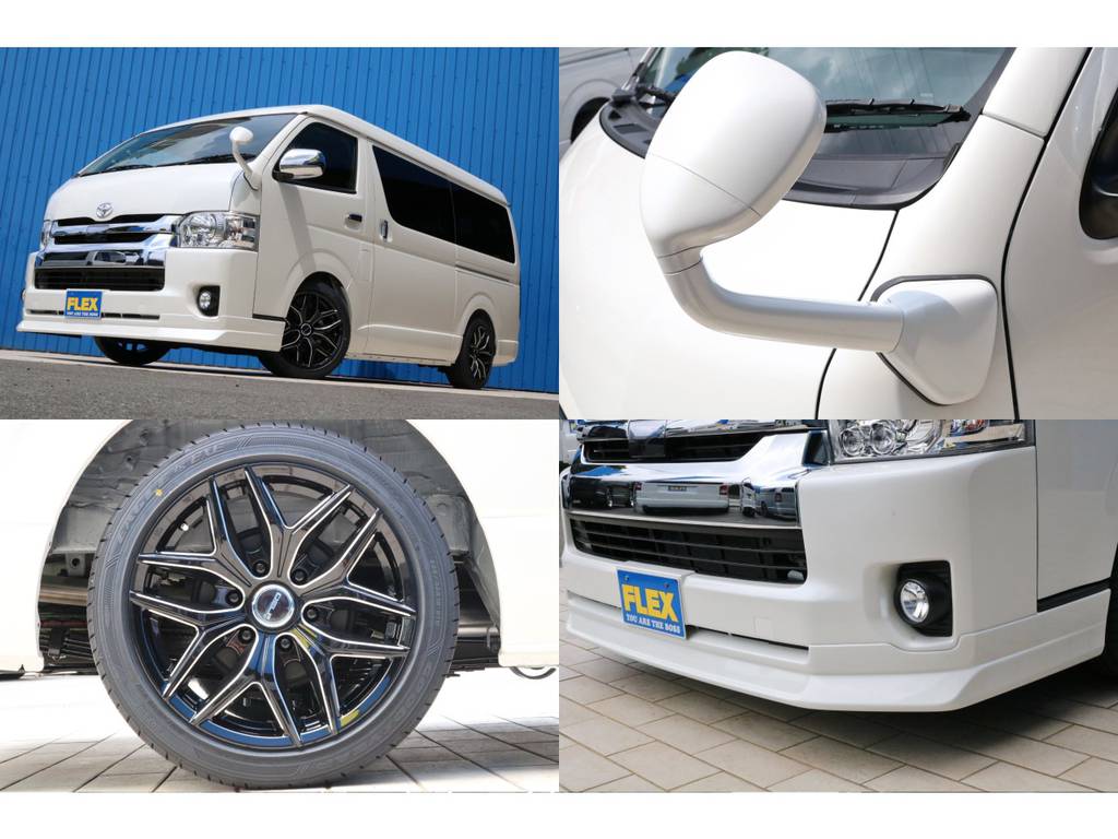 ガッツミラー同色塗装・ＦＬＥＸオリジナル　フロントリップスポイラー・ＦＬＥＸオリジナル　Delf01　18インチＡＷ＆ＧＯＯＤＹＥＡＲ　ＬＳ　ＥＸＥタイヤ