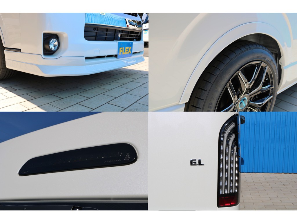 ＦＬＥＸフロントリップスポイラー・ＦＬＥＸオーバーフェンダー・ＦＬＥＸ煌きＬＥＤテールランプ・ヴァレンティハイマウントストップランプ！ＦＬＥＸオリジナルパーツで仕上げました！