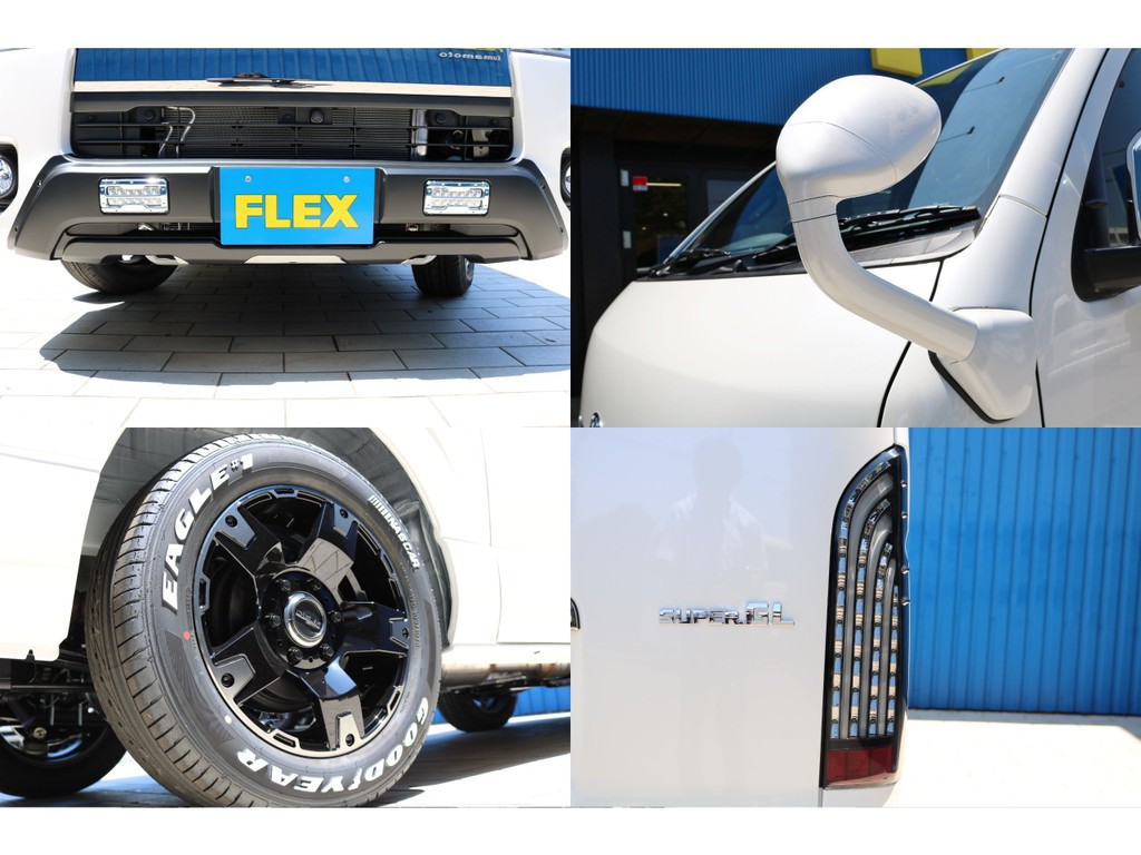 ガッツミラー同色塗装・アーバンアウトドアスタイルフロントスポイラー・ＦＬＥＸオリジナル煌きＬＥＤテールランプ・ホイールはＦＬＥＸ新作のデルフゼロスリーをセット！