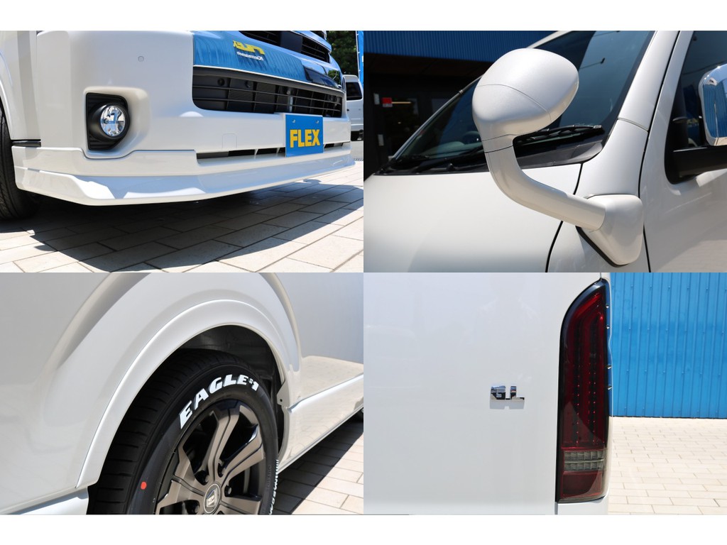 ＦＬＥＸフロントリップスポイラー・ガッツミラー同色塗装・ＦＬＥＸオーバーフェンダー・ＦＬＥＸアルティメットＬＥＤテールランプ！ＦＬＥＸオリジナルパーツで仕上げました！