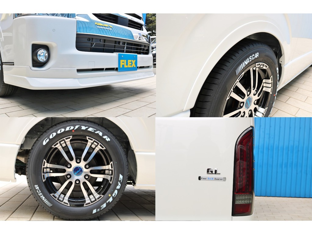 ガッツミラー同色塗装・ＦＬＥＸフロントリップスポイラー・ＦＬＥＸオーバーフェンダー・ＦＬＥＸアルティメットＬＥＤテールランプ！ＦＬＥＸオリジナルパーツで仕上げました！