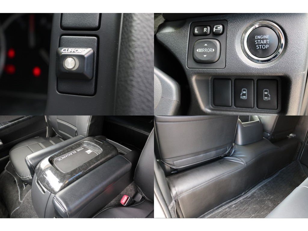 キーレス連動型の社外セキュリィティー付き♪こちらも新車時オプションのプッシュスタートや両側パワースライドドア付き！アームレストやエンジンルームカバーもうれしいカスタムですね♪