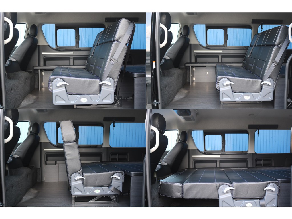 シートは前後左右にスライド可能！ 対面やフルフラットのシートアレンジが可能です！