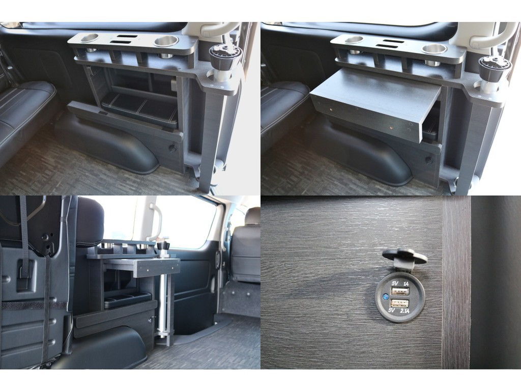 ドリンク＆スマホホルダー付き！家具の一部を差し込めば簡易テーブルにも早変わり♪ＵＳＢ電源ソケットも完備！