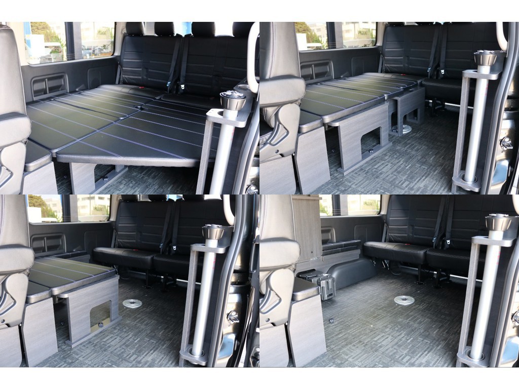 ベッドマットやセンターテーブルだけでなく、対面乗車可能なサードシートも収納可能で、大容量の荷室を確保した１台！