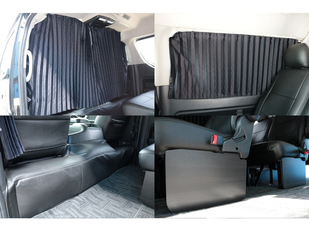 センターカーテンやリアカーテン付きでプライベートな空間が確保可能です！さらにリアにはエンジンルームカバー付き♪