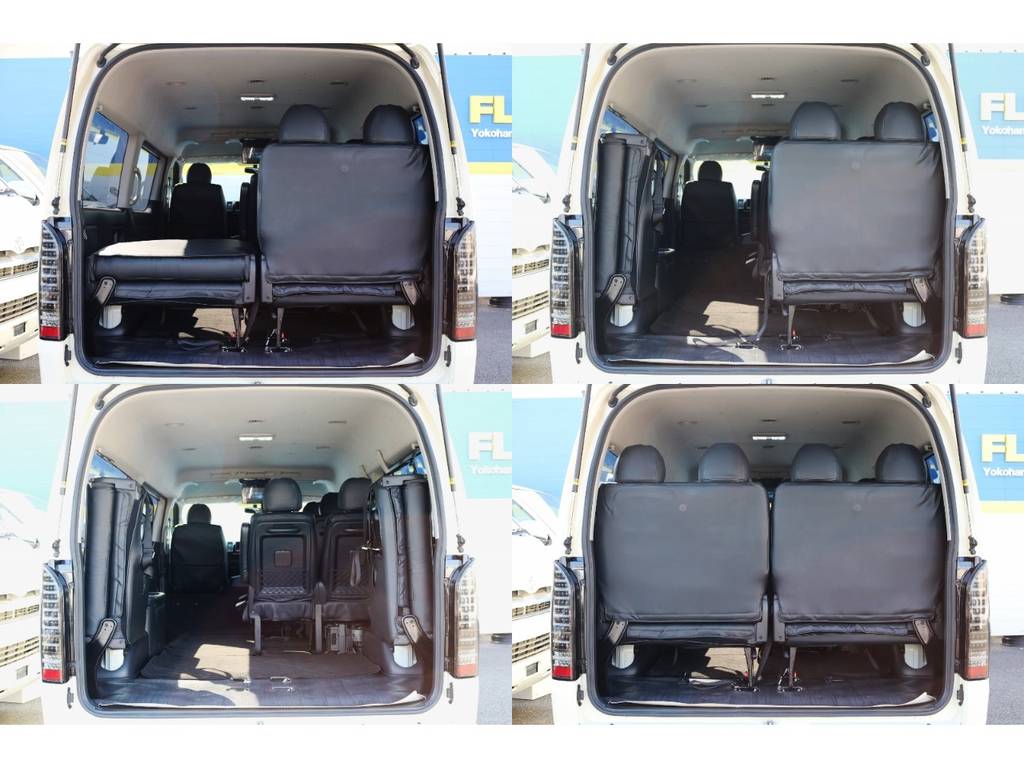 ４列目シートを格納すれば広いラゲッジスペースが！ワンちゃんのゲージや大型のクーラーボックスなども楽々♪