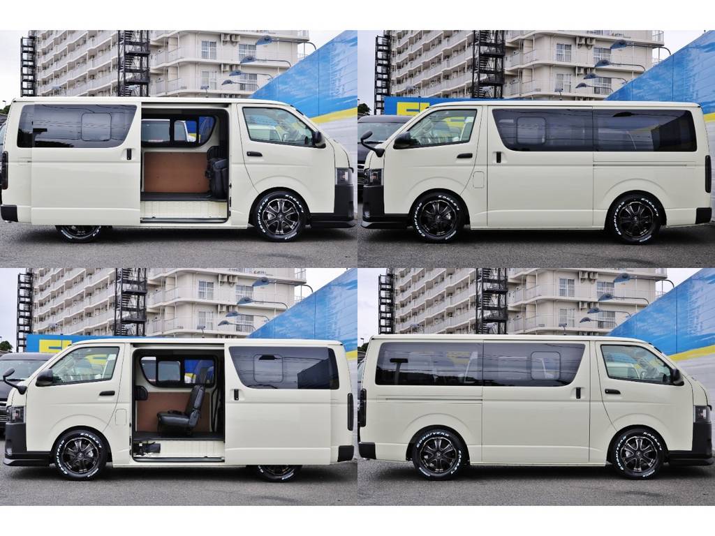 バンタイプですのでお仕事やキャンプ等の大きな荷物も両側スライドドアとリアゲートからたっぷり積み込めます！