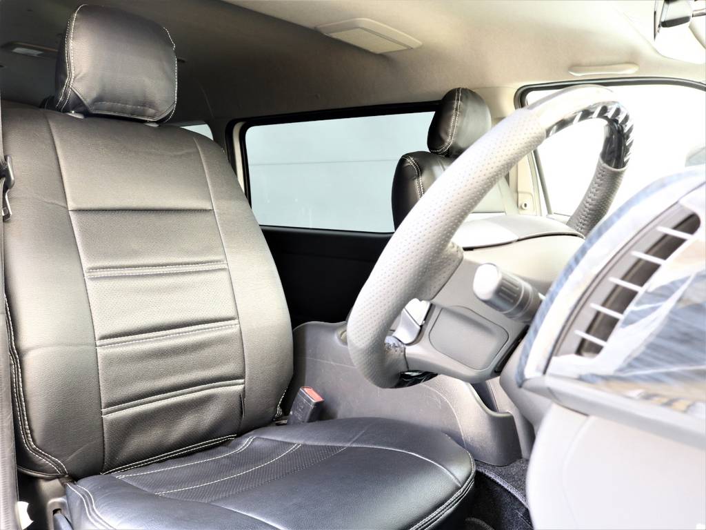 【黒革調シートカバー】装着！！