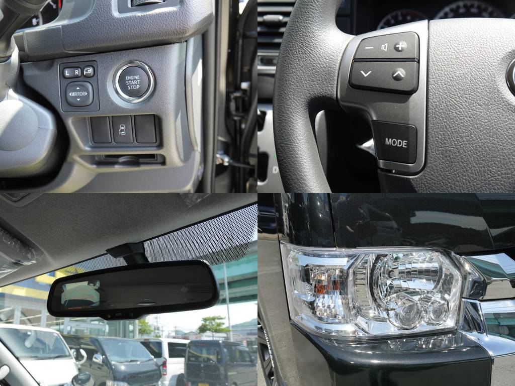 新車時メーカーオプションも多数完備！ＬＥＤヘッドライト・プッシュスタート＆スマートエントリー・ステアリングスイッチ・バックカメラ内臓自動防眩ミラー！