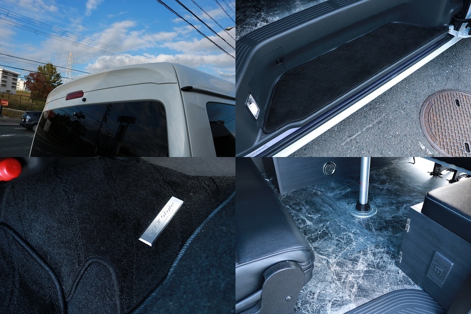 フロント＆ステップマット！リアルーフスポイラー！大理石調床パネル！ＬＥＤルームランプセット他！現車は大阪店在庫ですので、お求め＆お問い合わせは大阪店までお気軽にどうぞ！