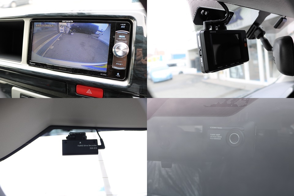 カラーバックカメラ完備！前後２カメラドライブレコーダーは駐車監視機能もついてます！