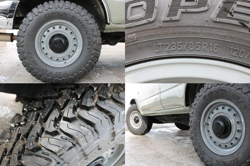 足元には新品ＤＥＡＮコロラド１６インチＡＷにオープンカントリー２３５ＭＴタイヤの組み合わせとなります！