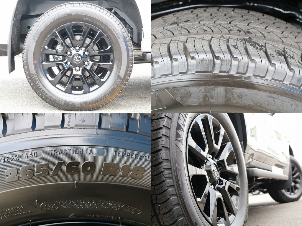 70TH専用ホイール×純正タイヤ（265/60/18）になります。TXグレードでは17インチになるのですが、70THは標準で18インチになります。