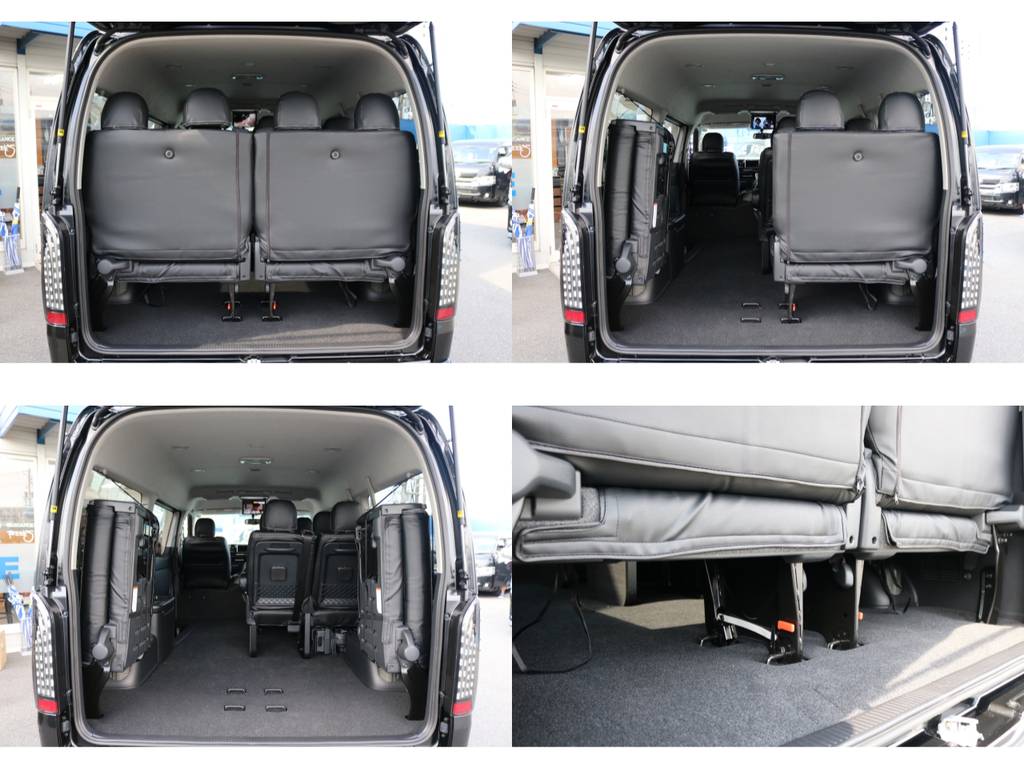 跳上シートは女性の方でも簡単にレイアウト変更可能で収納力も期待できます♪