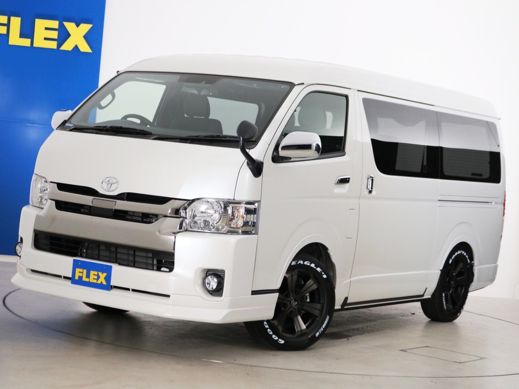 新車未登録　ハイエースバン　Ｓ－ＧＬ　特別仕様車ダークプライムⅡ　ガソリン４ＷＤ　５人乗り１ナンバー登録　寒冷地仕様　ＦＬＥＸオリジナル内装アレンジ【アレンジＦＵ－Ｗ】完成！