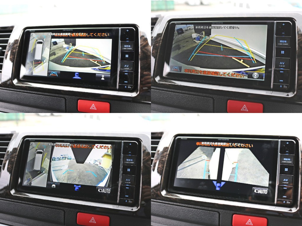 バックカメラ連動施工済み！　バックカメラの映像や、新たにメーカーオプションとして加わったパノラミックビューの映像はナビモニターに描写されます。