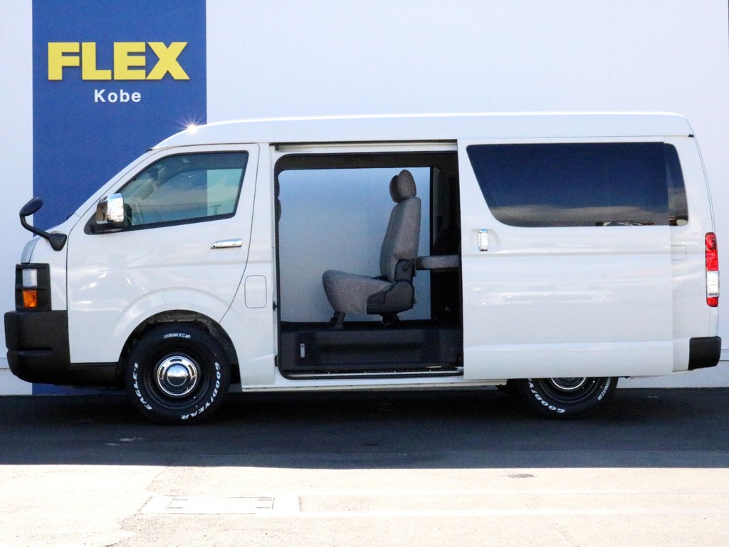 クラシカルな外見ですが新車メーカーオプションの両側パワースライドドアは完備しています！　乗り降りや荷物の積み下ろしが楽々♪　停車時の急速換気にも役立ちます。