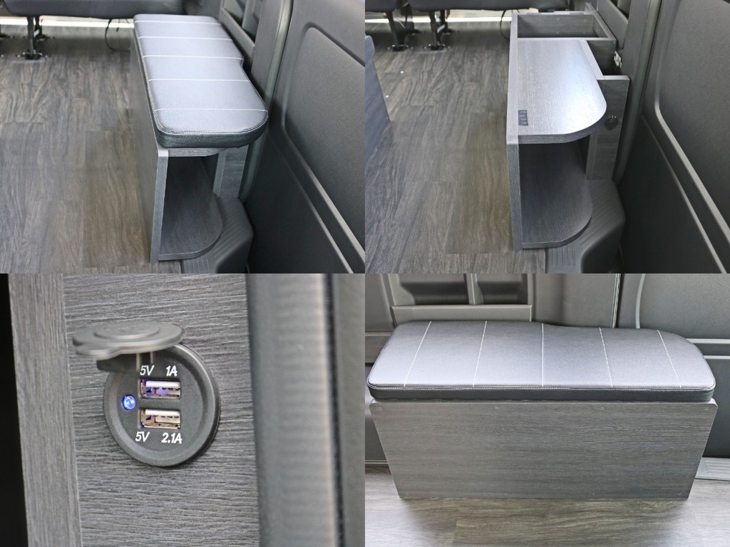 サイドボックスにはUSB端子が設置されています。モバイル端末の充電などにご活用頂けます。