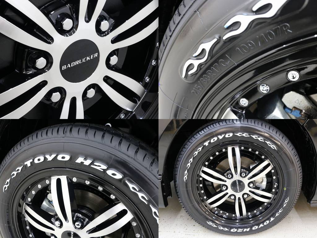 バッドラッカー(415COBRA)17インチアルミホイールにTOYO　H2Oタイヤを装着！