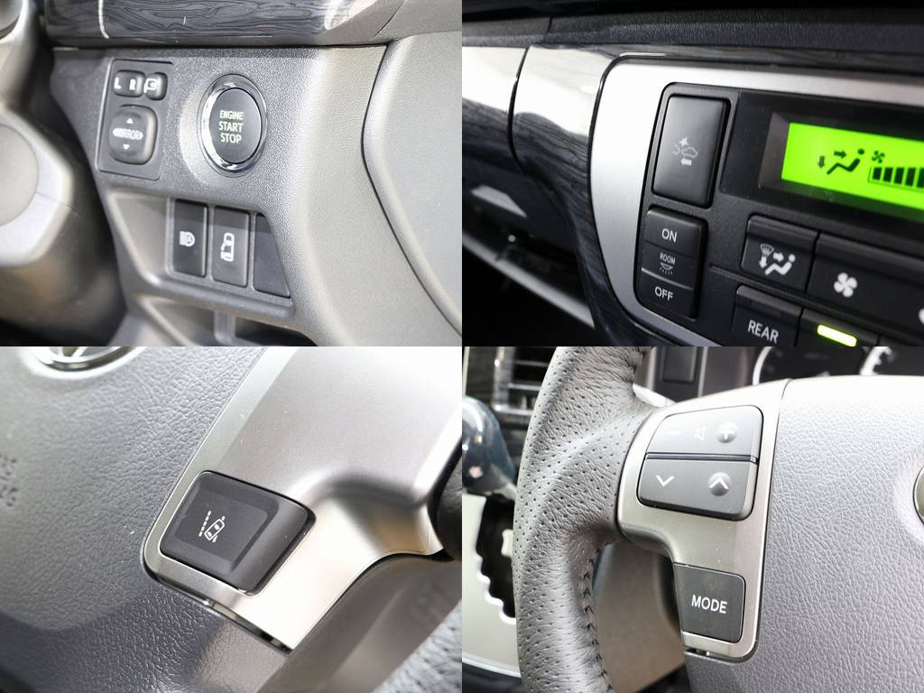 メーカーオプションのバックカメラ／モニター内蔵自動防眩ミラーやステアリングスイッチ、パワースライドドアも付いてます！標準装備のＡＣ１００Ｖ電源！