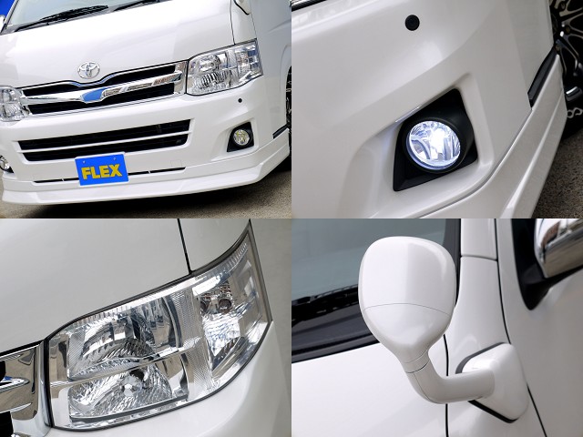 フレックスオリジナル ＤｅｌｆｉｎｏＬｉｎｅフロントスポイラーをセット！！ＬＥＤフォグバルブ装着！！アンダーミラーもボディー同色ペイント済ですよ☆