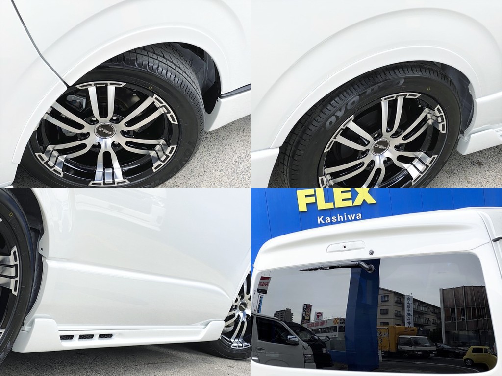 ＦＬＥＸオリジナル ＤｅｌｆｉｎｏＬｉｎｅオーバーフェンダーをセット！！２．５インチローダウンがさらにローダウンに見えますよ☆４１５ＣＯＢＲＡエアロパーツ取付！！