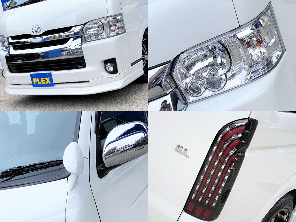 ＦＬＥＸオリジナル ＤｅｌｆｉｎｏＬｉｎｅフロントスポイラーをセット！！メーカーオプション ＬＥＤヘッドライトやスタイリッシュミラー ＦＬＥＸオリジナル 煌レッドＬＥＤテール装着済！！