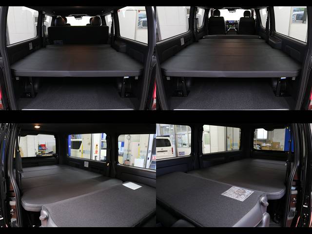 令和３年式ハイエースＶダークプライムⅡ２８００ディーゼルターボ４ＷＤブラックエディション入庫！！床張り施工ベットＫＩＴデットニング施工済み！！非常にお買い得な１台！！