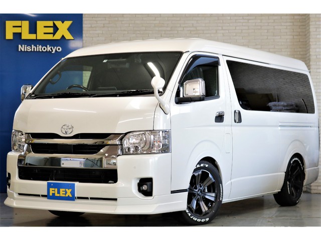 令和４年式ハイエースＶダークプライムⅡワイドスーパーＧＬ２８００ディーゼルターボカスタム車両入庫！！両側パワースライドドア装備！！オリジナルパーツ多数装備！！