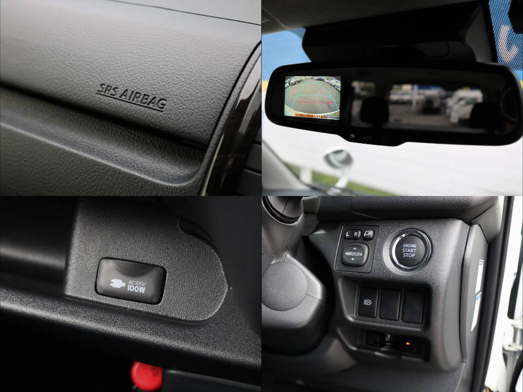 バックカメラ内臓自動防眩インナーミラー！SRS助手席エアバッグ！１００Ｖ電源！プッシュスタートシステム！
