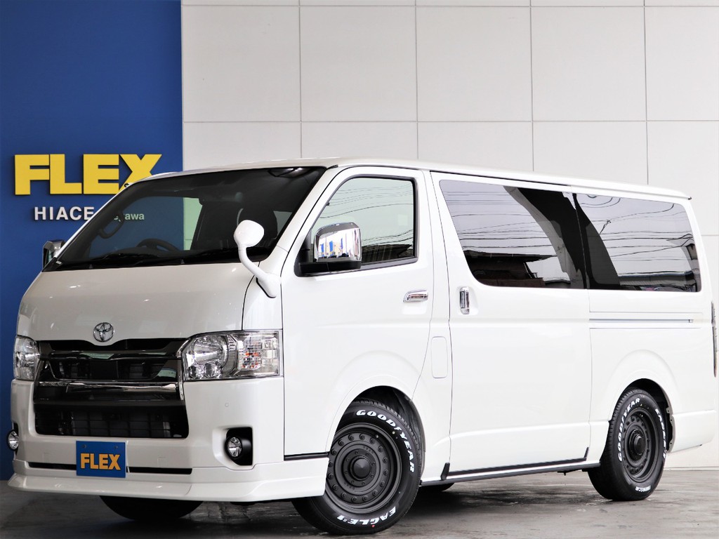 新車　ハイエース　ダークプライムⅡ　ディーゼルターボ４WD　内外装お洒落に♪快適なバンライフを！ベッドキット　後席フリップダウンモニター♪