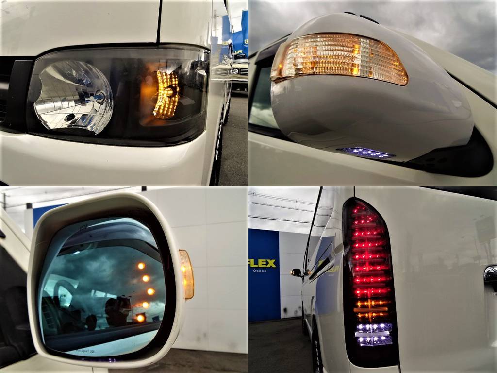 ウェルカムランプ付きLEDウインカーミラー＆LEDウイングミラー！LEDウインカーバルブにLEDテールランプ！！お写真ございませんがルームランプもLED交換済みです！