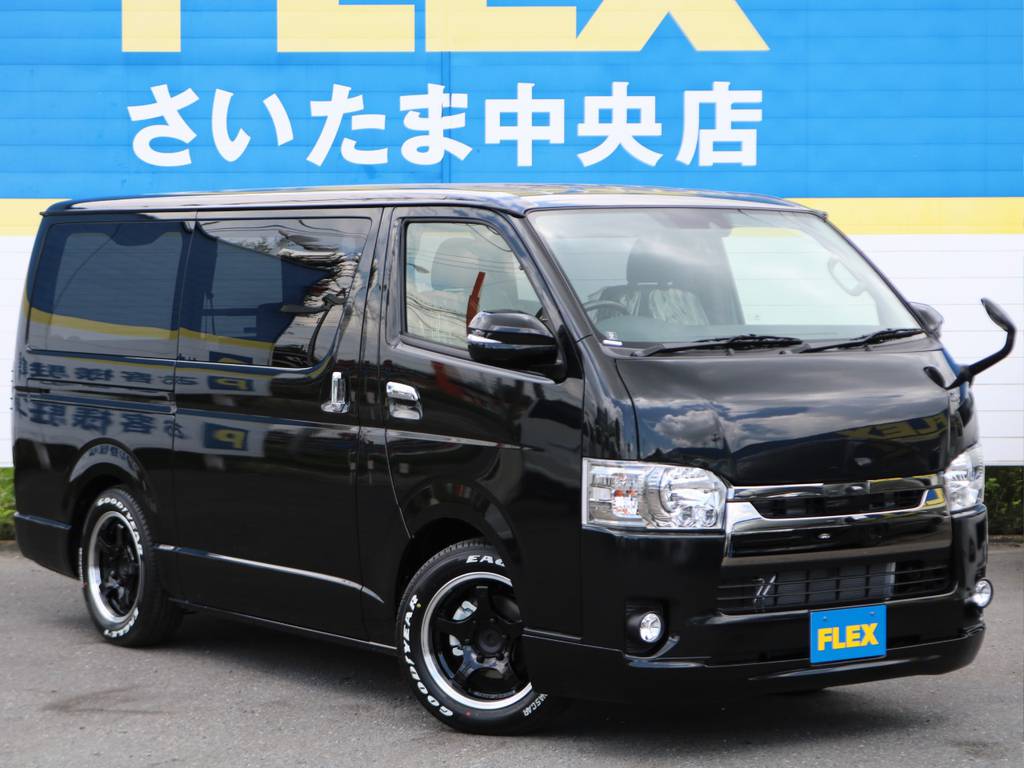 ハイエース人気の特別仕様ダークプライム入庫しました！FLEXこだわりの外装、内装カスタムが施されています！