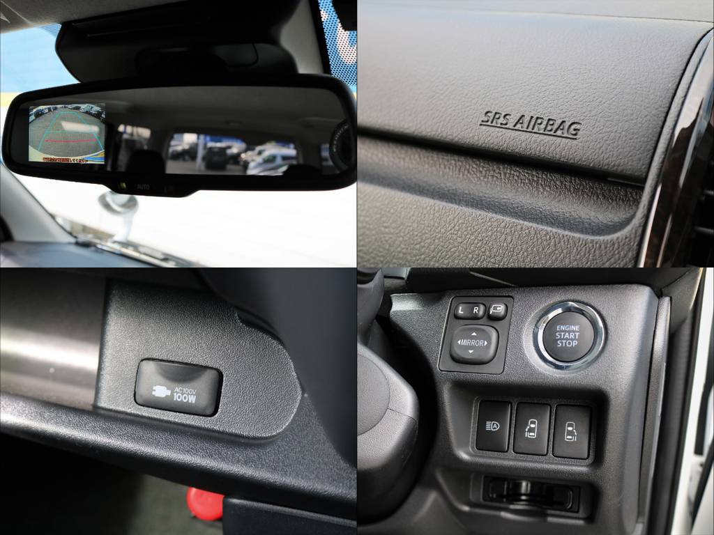 メーカーオプション【バックモニター自動防眩ミラー・助手席エアバック・１００Vコンセント】に加えダークプライム標準装備【スマートエントリー＆プッシュスタート】付いてます！