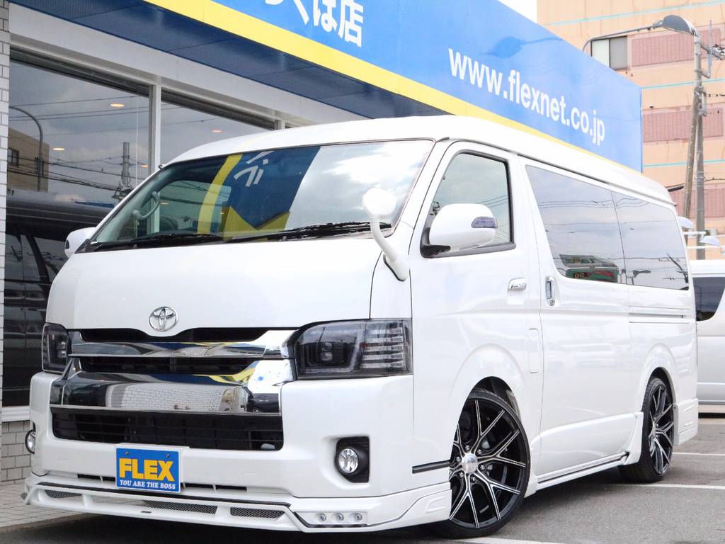 新車未登録ハイエースＷ「ＧＬ」１０人乗り、２ＷＤガソリン車！ＲＯＷＥＮフルエアロコンプリート♪人気のパールホワイトで制作！